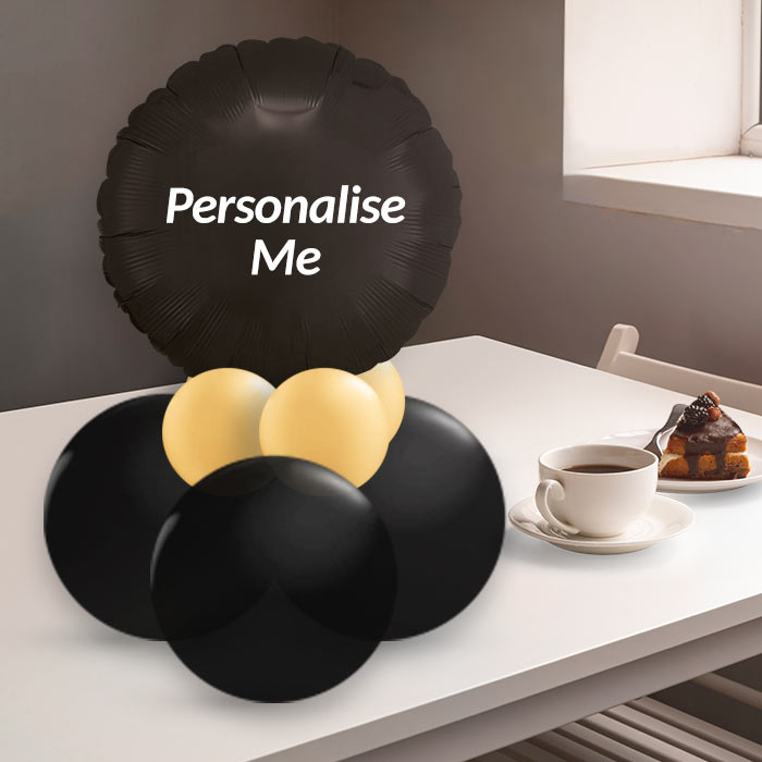 Black and Gold Table Centrepiece - Air Filled Centrepiece | Small Indoor Plants