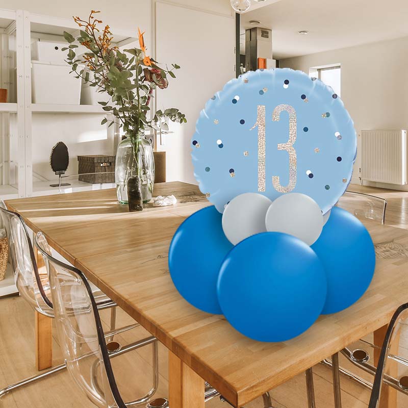 Blue and Silver 13th Birthday Table Decorations Ideas