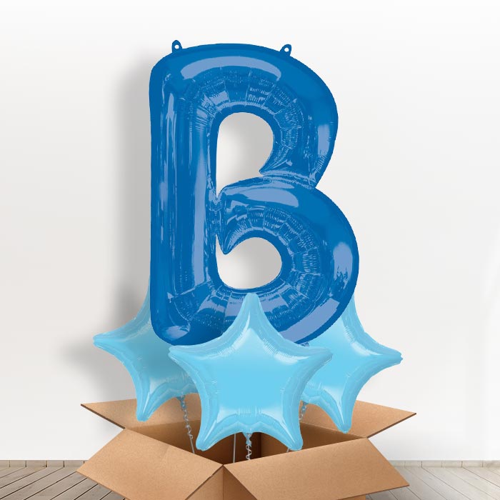 Personalised Balloon Letter B in a Box - Blue