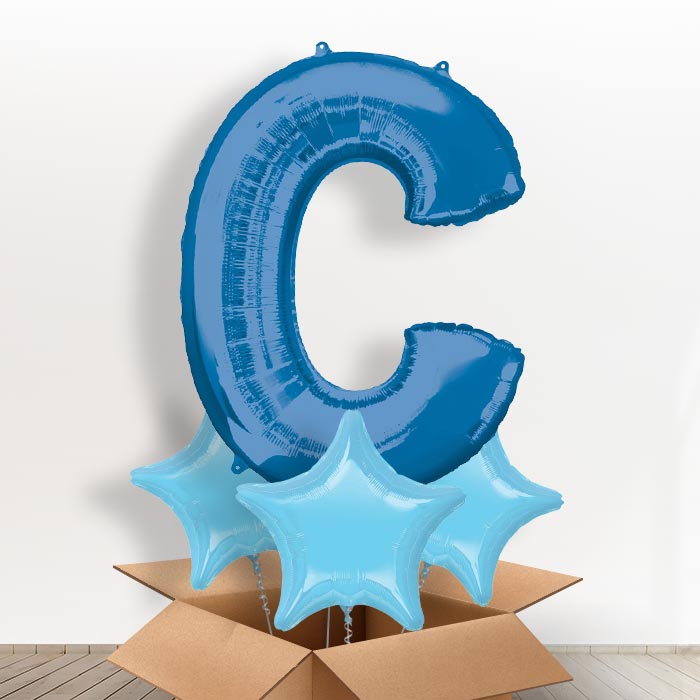 Personalised C Shaped Balloon in a Box - Blue