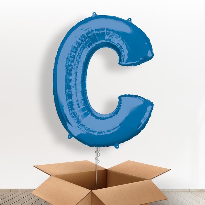 Personalised C Shaped Balloon in a Box - Blue