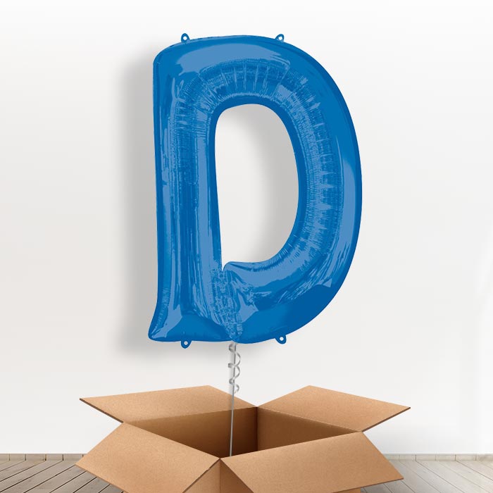 Personalised D Foil Balloon in a Box - Blue