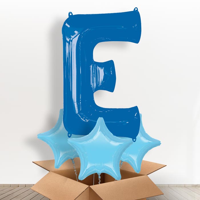 Personalised E Balloon in a Box - Blue