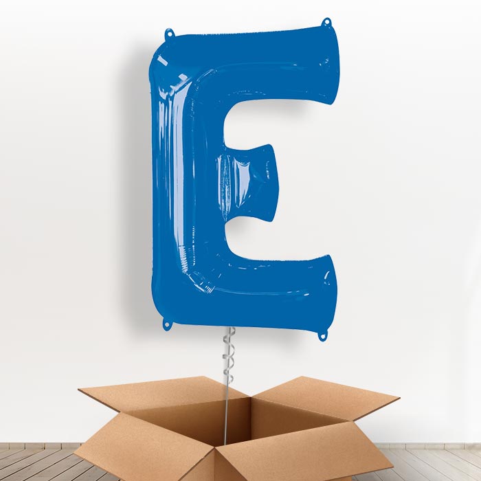 Personalised E Balloon in a Box - Blue