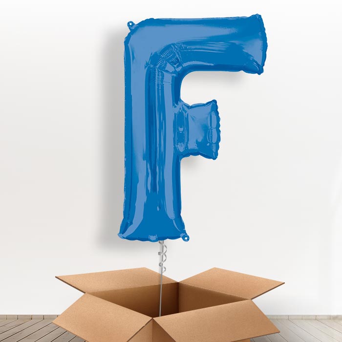 Personalised F Balloon in a Box - Blue