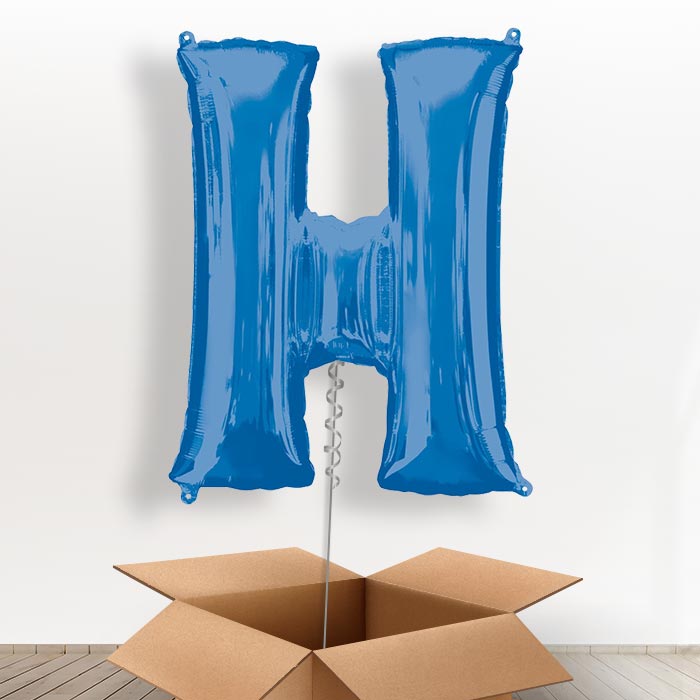 Personalised H Balloon in a Box - Blue