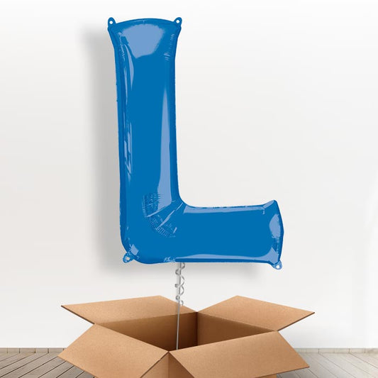 Personalised L Balloon in a Box - Blue