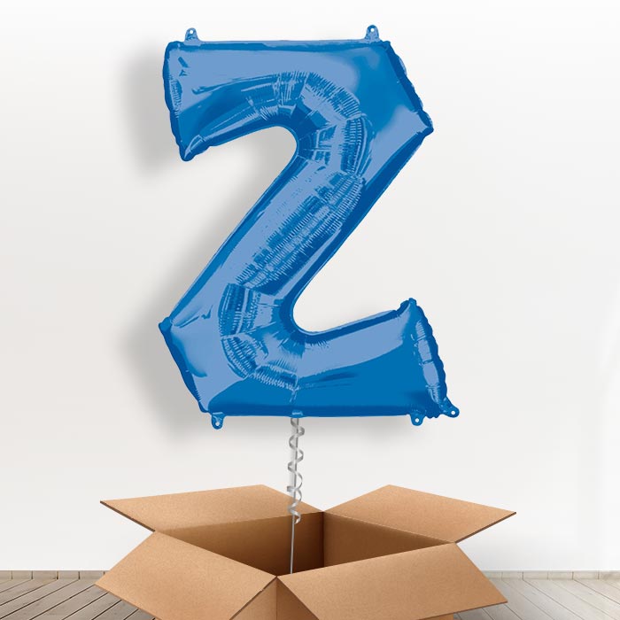 Personalised Letter Z Balloon in a Box - Blue