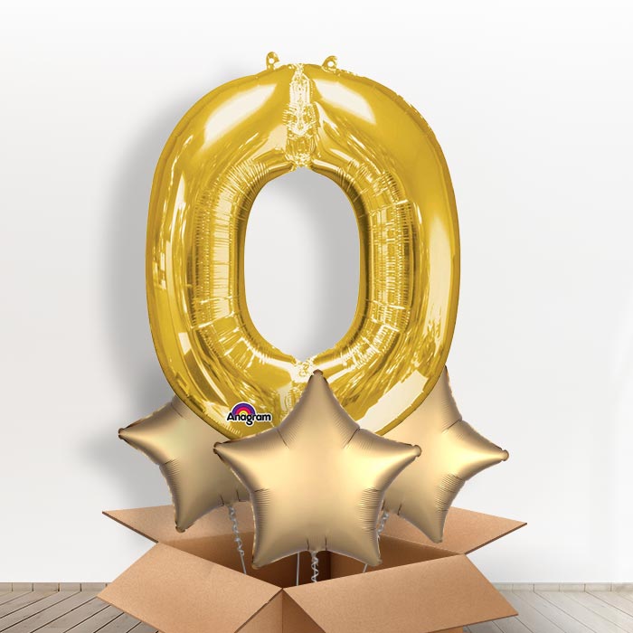 Personalised O Balloon in a Box - Gold