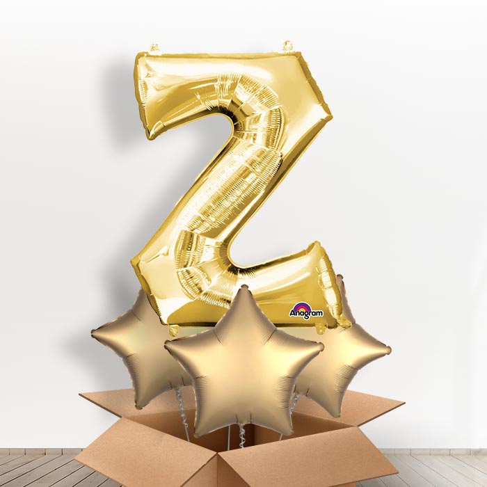 Personalised Letter Z Balloon in a Box - Gold