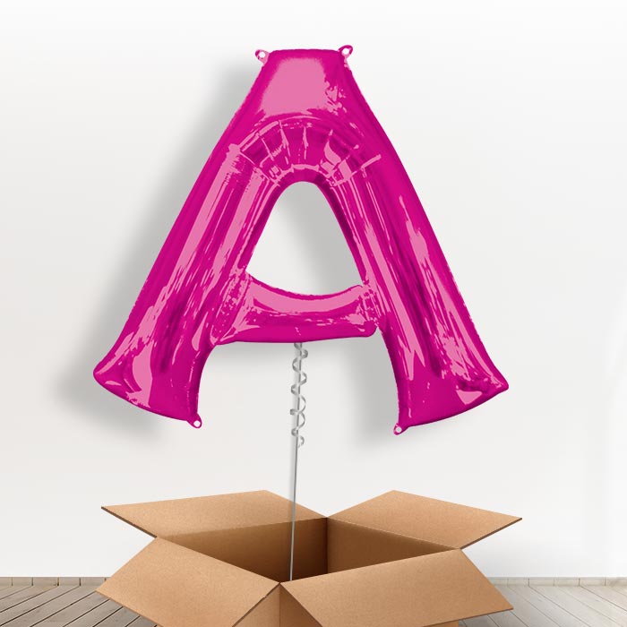 Personalised Letter A Balloon in a Box - Pink