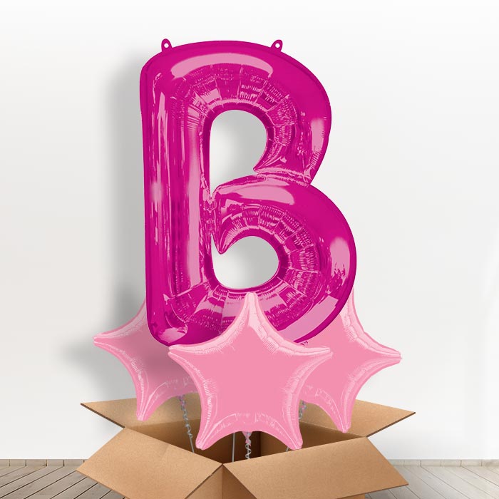 Personalised Balloon Letter B in a Box- Pink