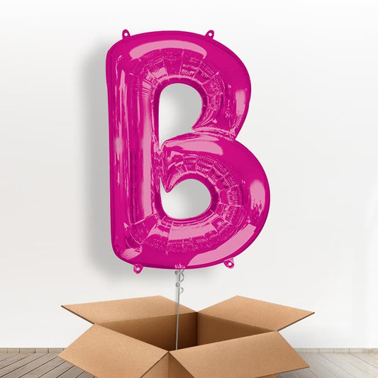 Personalised Balloon Letter B in a Box- Pink