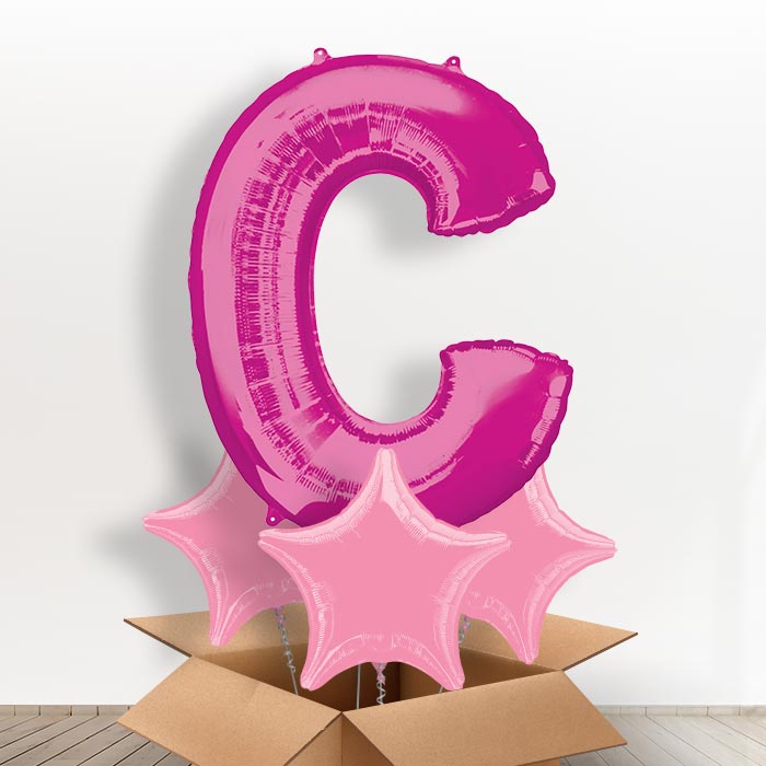 Personalised Letter C Balloon in a Box - Pink