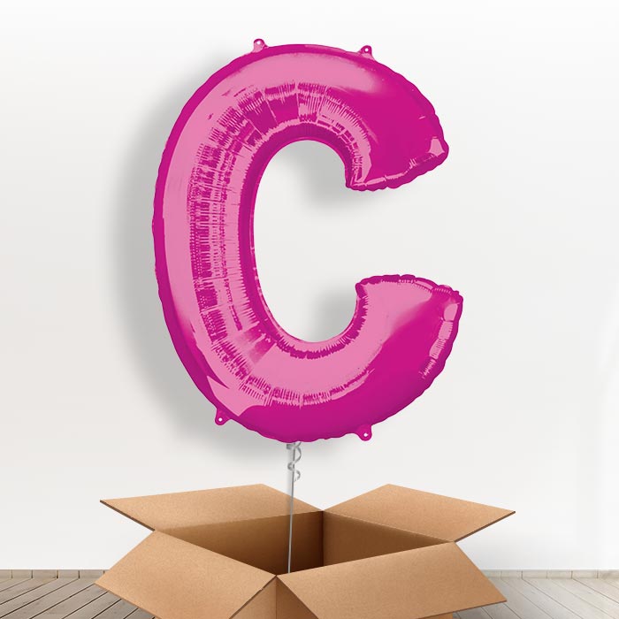 Personalised Letter C Balloon in a Box - Pink