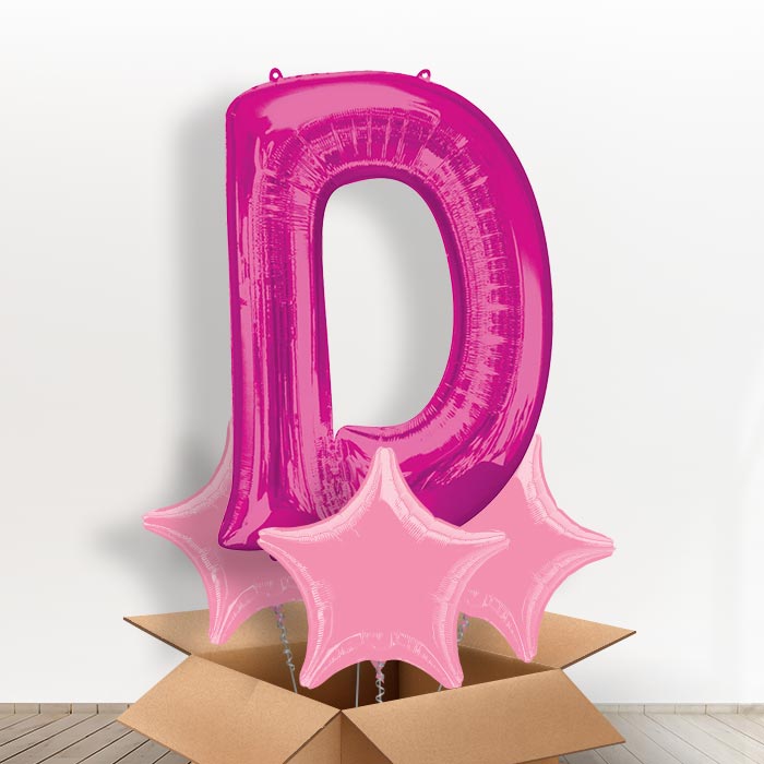 Personalised D Balloon in a Box - Pink