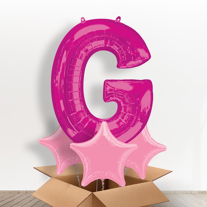 Personalised Letter G Balloon in a Box - Pink