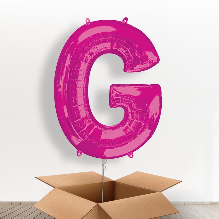 Personalised Letter G Balloon in a Box - Pink