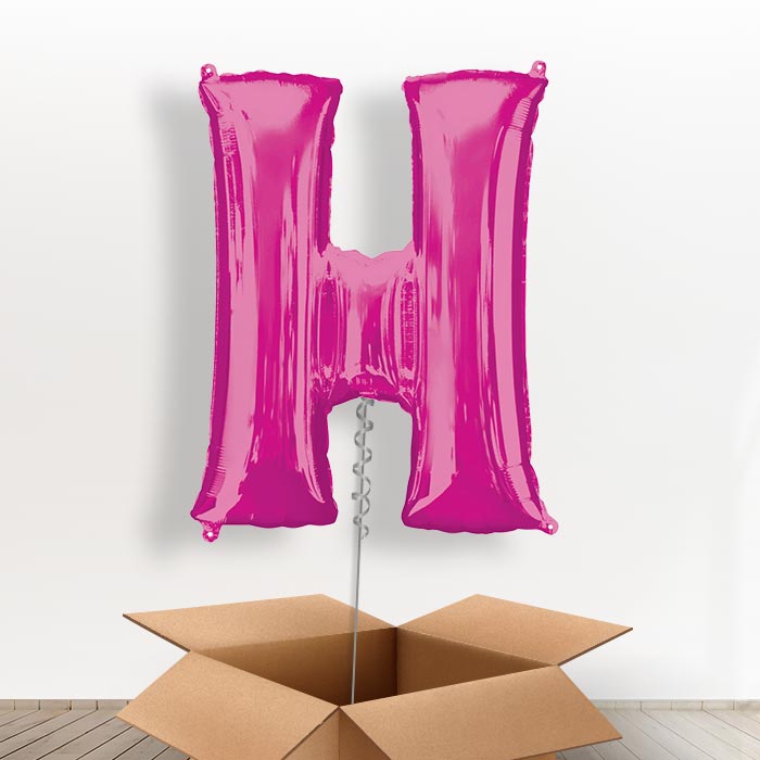 Personalised Letter H Balloon in a Box - Pink