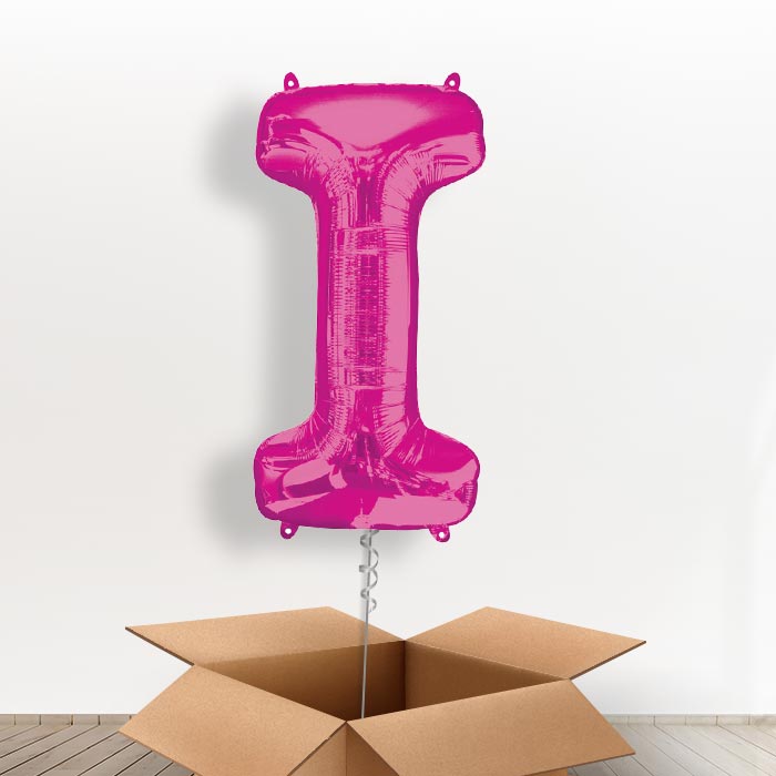 Personalised Letter I Balloon in a Box - Pink