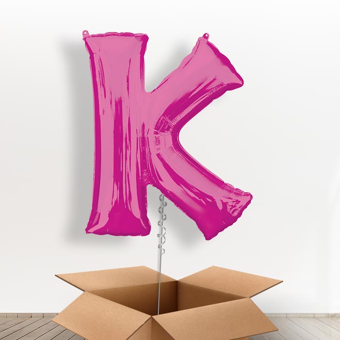 Personalised K Balloon in a Box - Pink