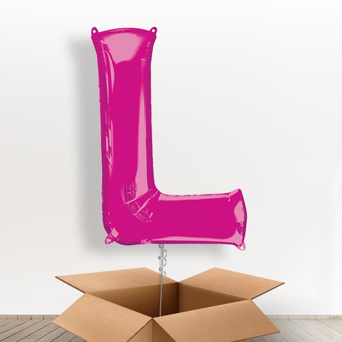 Personalised Letter L Balloon in a Box - Pink