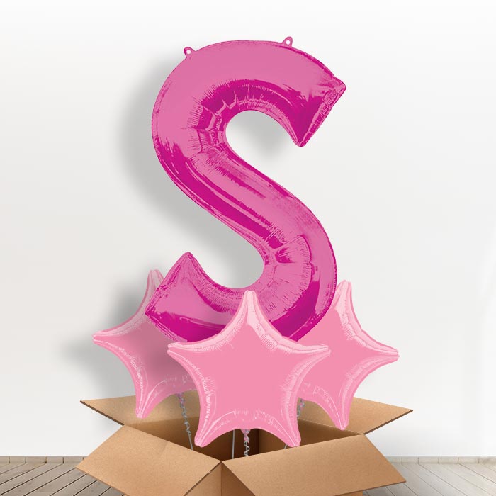 Personalised Letter S Balloon in a Box - Pink