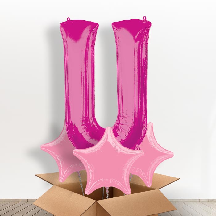 Personalised U Balloon in a Box - Pink