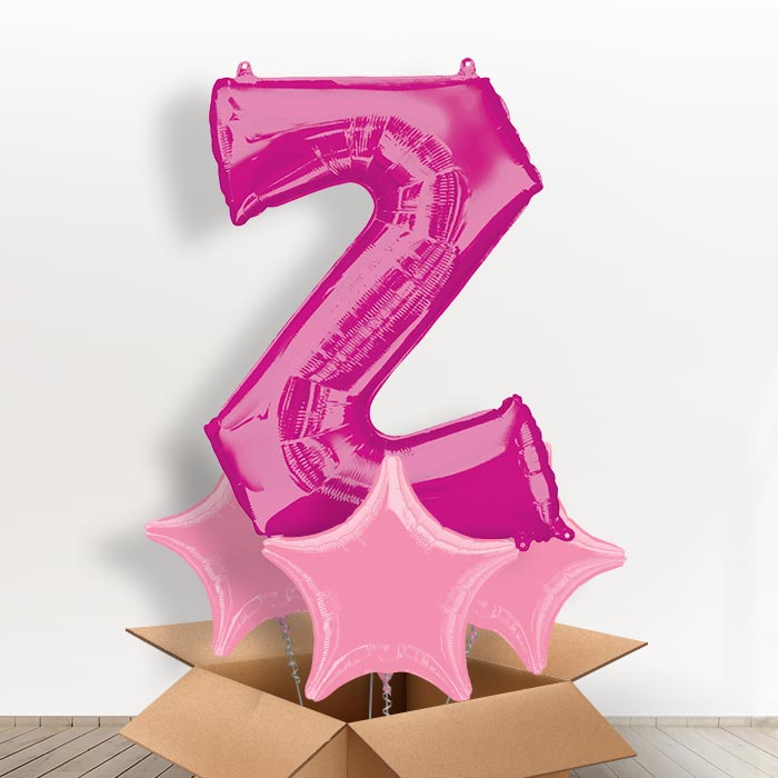 Personalised Letter Z Balloon in a Box - Pink