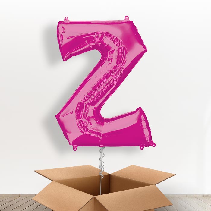 Personalised Letter Z Balloon in a Box - Pink