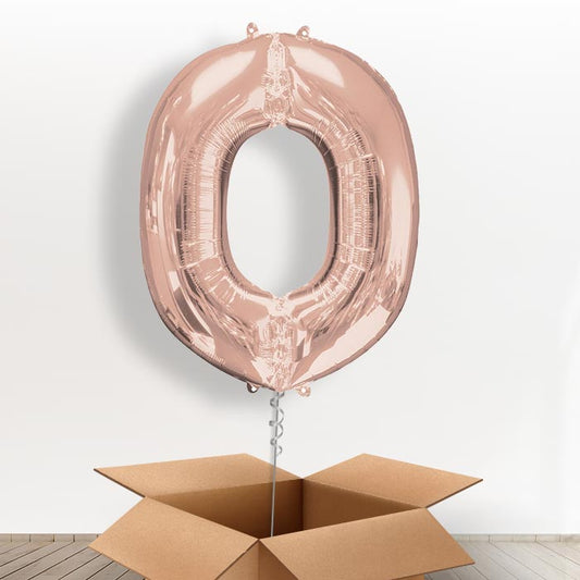 Personalised O Balloon in a Box - Rose Gold