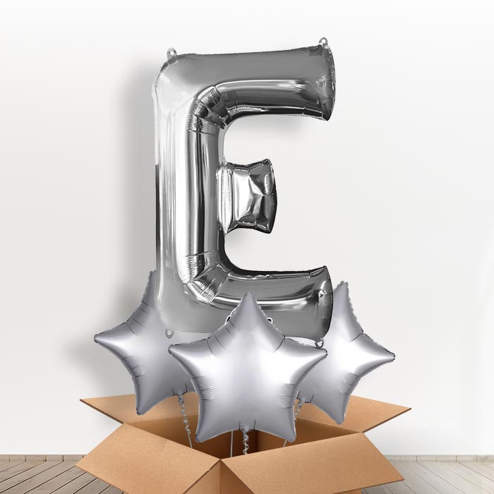 Personalised E Balloon in a Box - Silver