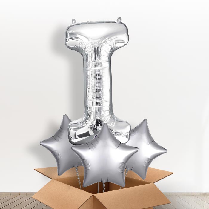 Personalised I Balloon in a Box - Silver