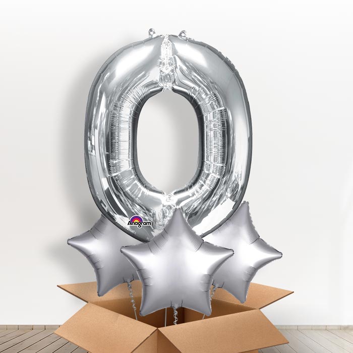 Personalised Letter O Balloon in a Box - Silver