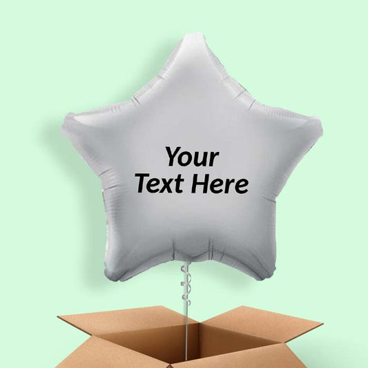 Personalised Silver Star Balloons in a Box