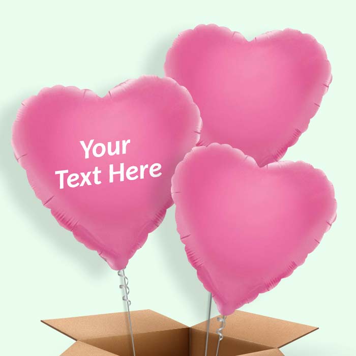 Personalised Heart Balloons in a Box - Baby Pink