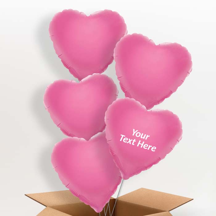 Personalised Heart Balloons in a Box - Baby Pink