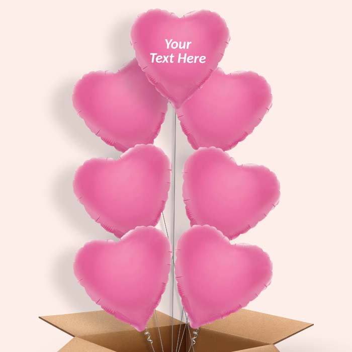 Personalised Heart Balloons in a Box - Baby Pink