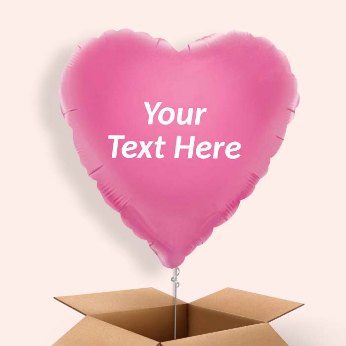 Personalised Heart Balloons in a Box - Baby Pink