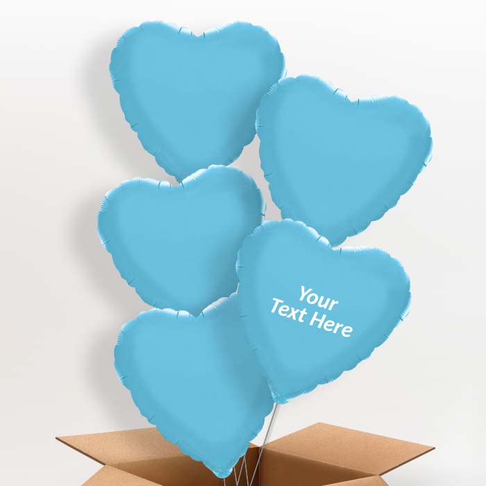 Personalised Balloons in a Box - Baby Blue Heart