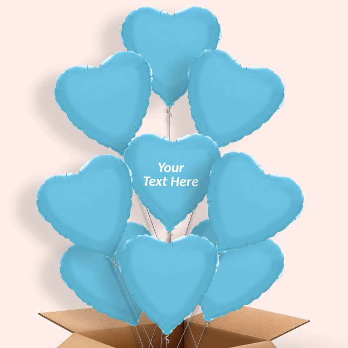 Personalised Balloons in a Box - Baby Blue Heart