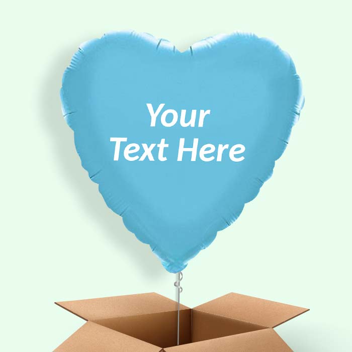 Personalised Balloons in a Box - Baby Blue Heart