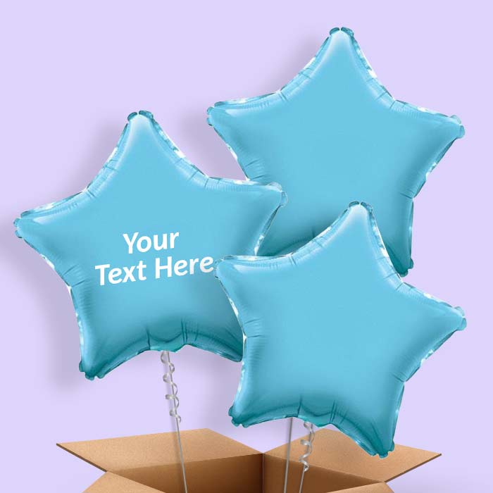 Personalised Balloons in a Box - Baby Blue Star