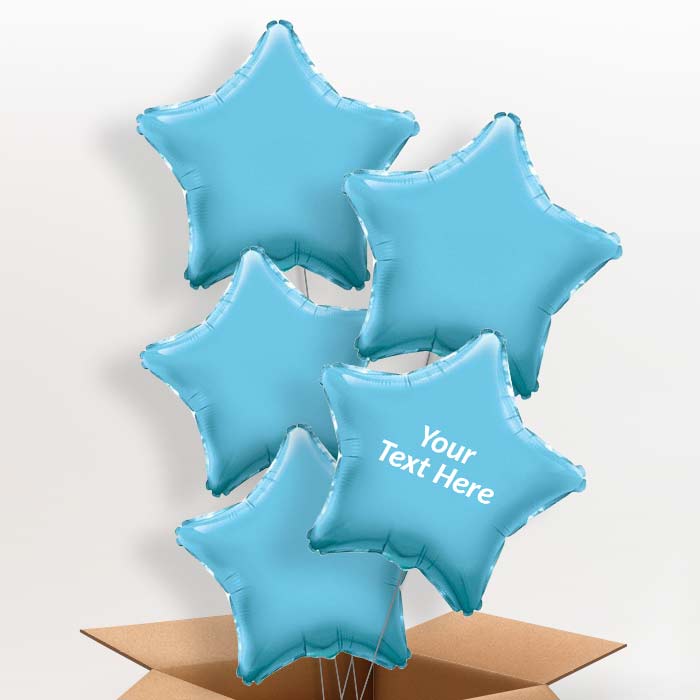 Personalised Balloons in a Box - Baby Blue Star