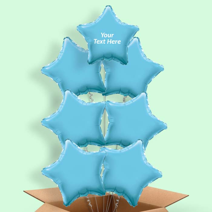 Personalised Balloons in a Box - Baby Blue Star