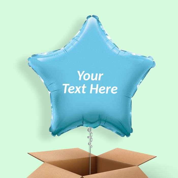 Personalised Balloons in a Box - Baby Blue Star