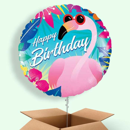 Flamingo Balloon in a Box - Happy Birthday