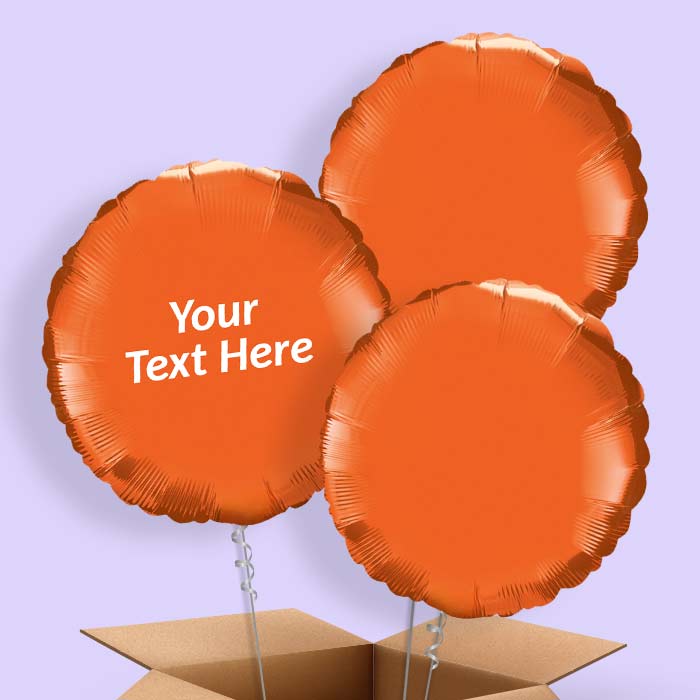 Personalised Balloons in a Box - Orange Circle