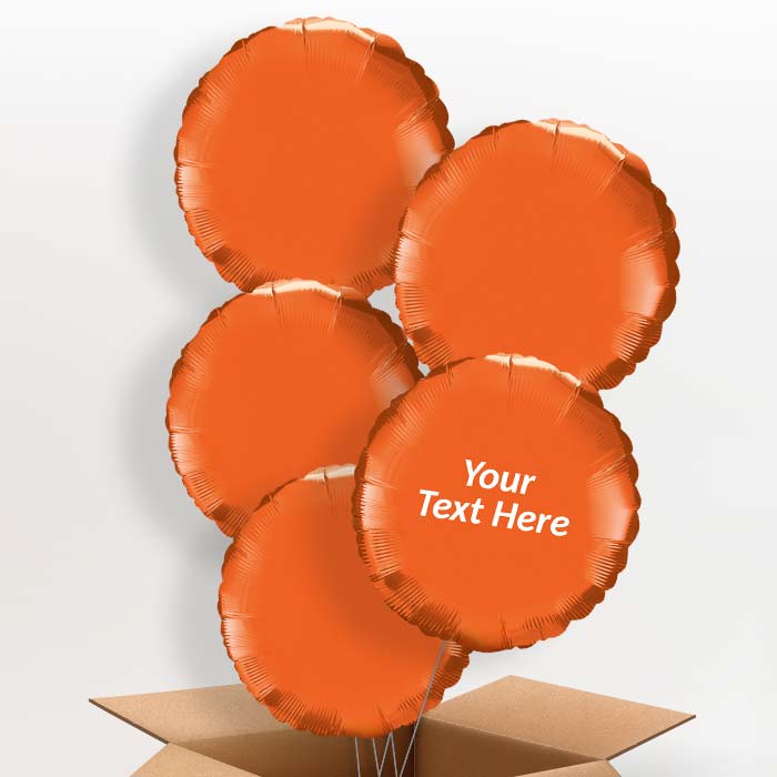 Personalised Balloons in a Box - Orange Circle