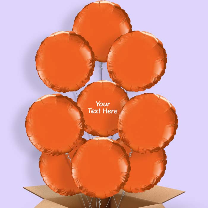 Personalised Balloons in a Box - Orange Circle